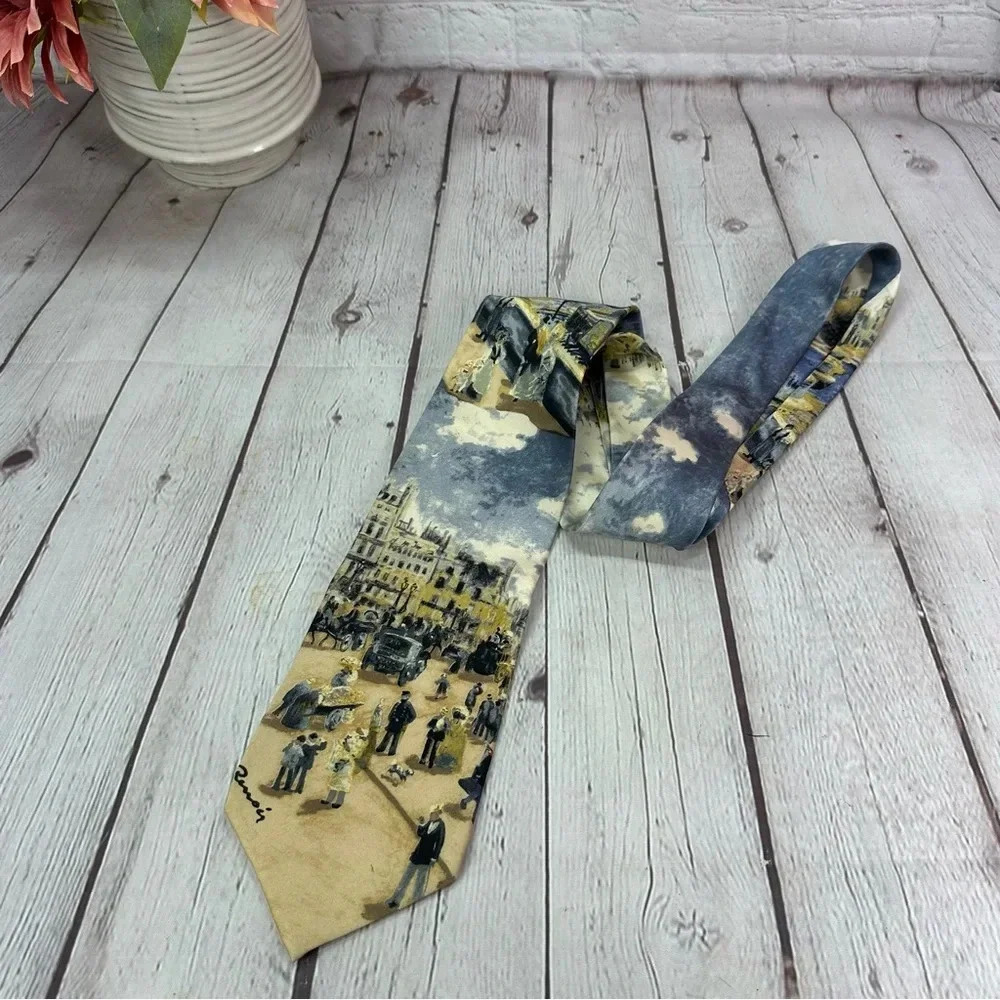 museum artifacts silk tie the pont neuf hand made preppy professional business